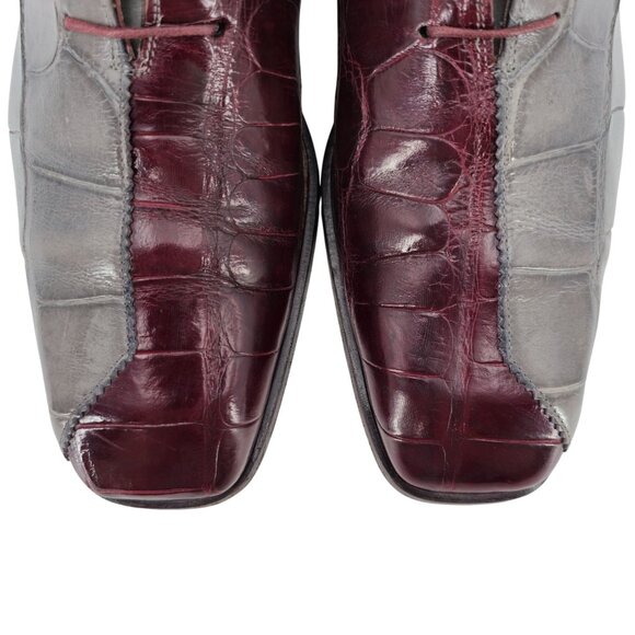 Vintage Mauri Exotic Alligator Burgundy Gray Dress Shoes Mens 13M Derby Oxfords - Picture 10 of 11